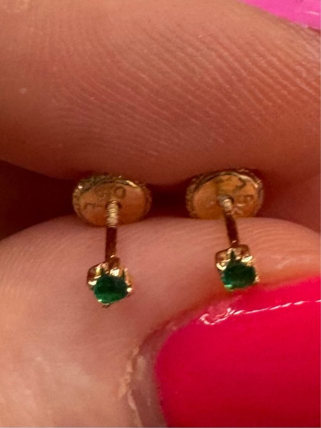 Pendientes oro 18k circonita verde
