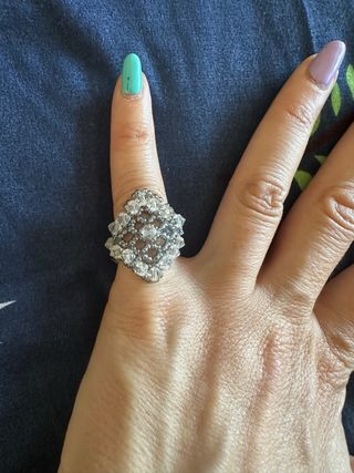 Anillo Swarovski plata y blanco, talla 16
