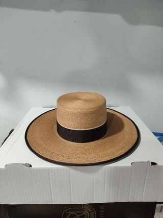 Sombrero Panamá beige y marrón, talla 56