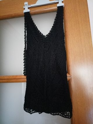 Top negro crochet