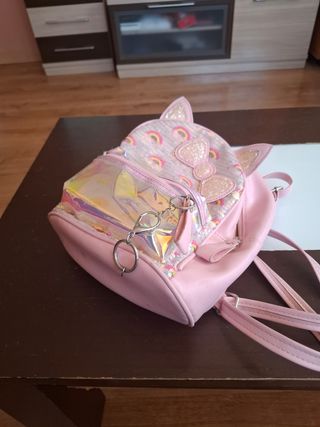 Mochila infantil rosa con purpurina