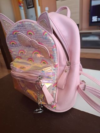 Mochila infantil rosa con purpurina