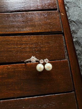 Conjunto anillo y pendientes plata