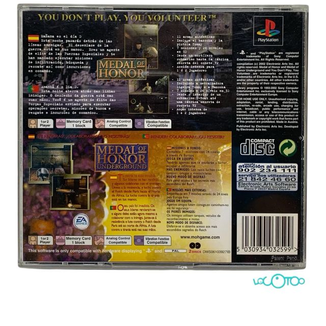 MEDAL OF HONOR + MEDAL OF HONOR UNDERGROUND PSX
