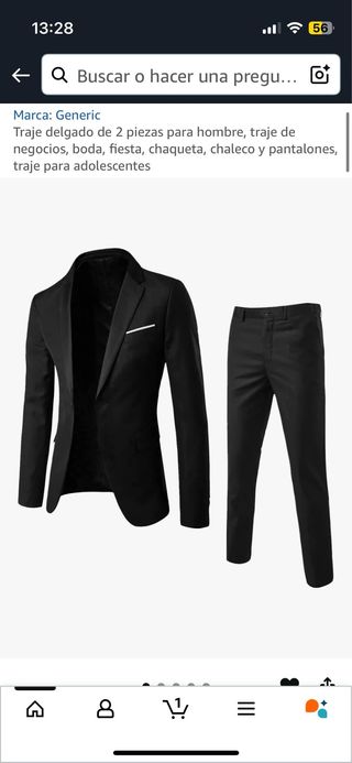 Traje Negro Hombre 2 piezas