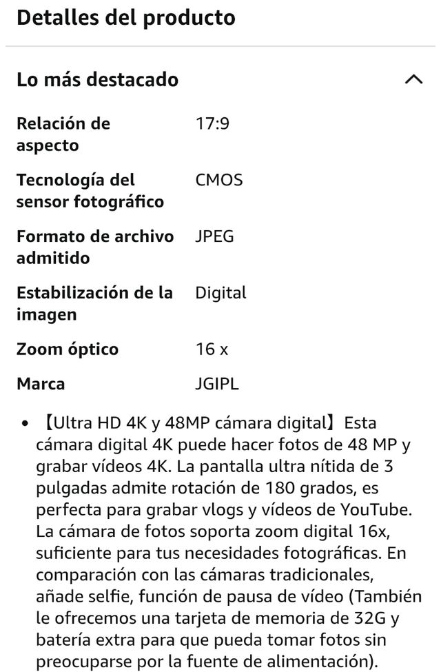 Cámara fotos  NUEVa digital 4K - 48MP