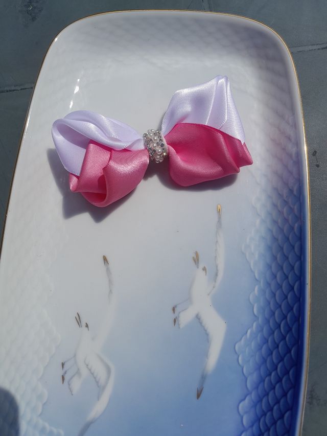 Fiocco nascita rosa e bianco