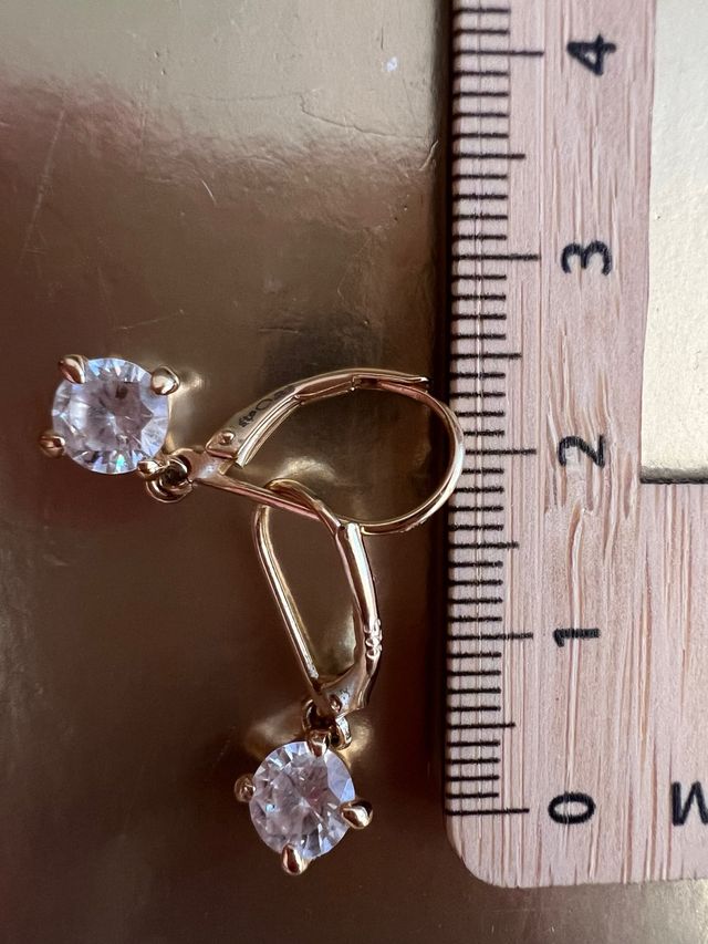 Pendientes circonitas, plata chapada en oro