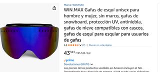 Gafas Esquí Nieve Azul Espejo UV400