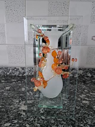 Vaso vetro decorato arancione