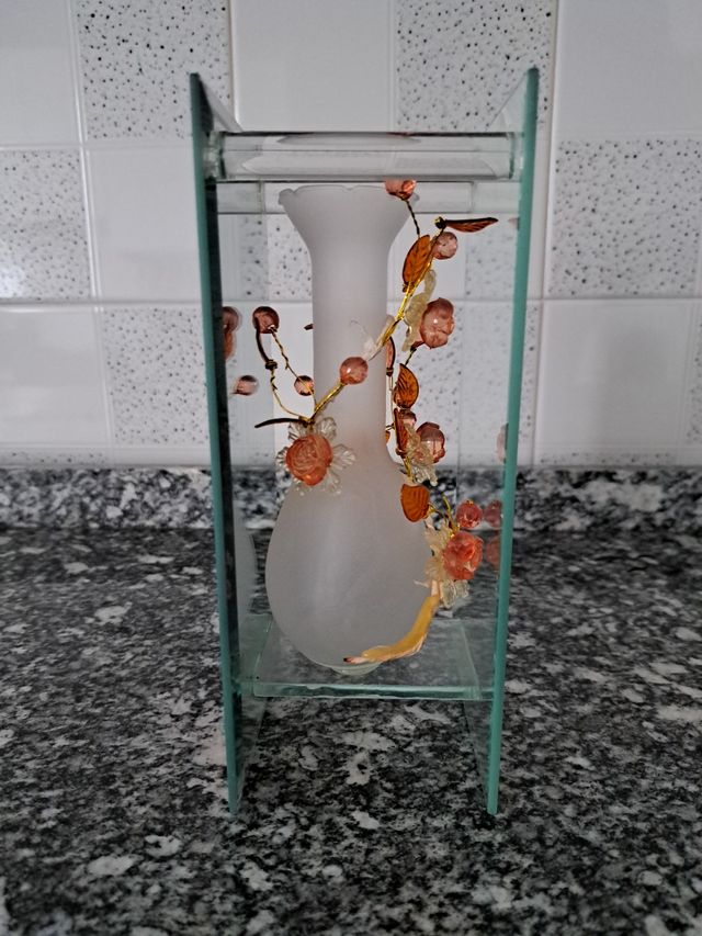 Vaso vetro decorato arancione