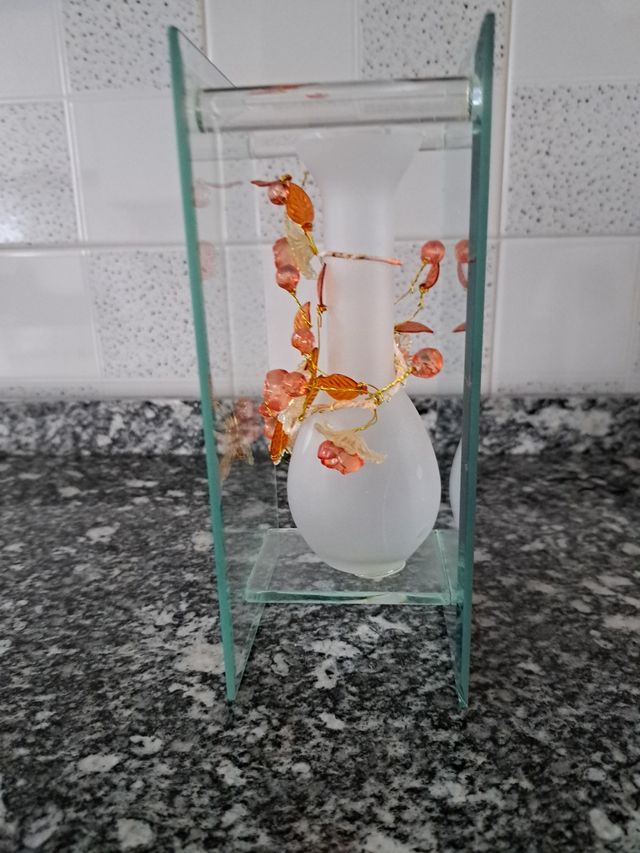 Vaso vetro decorato arancione