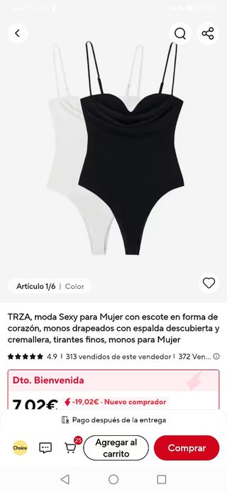 Bodys negros y blancos talla L