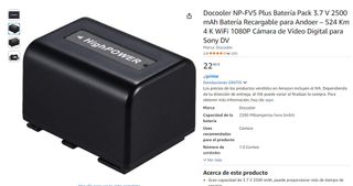Batería Docooler NP-FV5 Plus 2500mAh