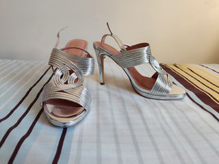 Tacones Plata - Fiesta - Talla 38