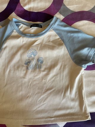 Top corto beige y azul - Chaqueta