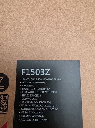 Portatil Asus F1503Z impecable 15-12500h 16gb ssd