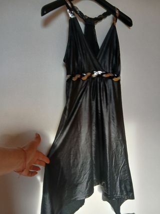 Top nero paillettes argento in larice 