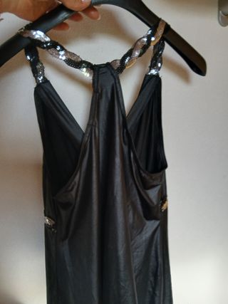 Top nero paillettes argento in larice 