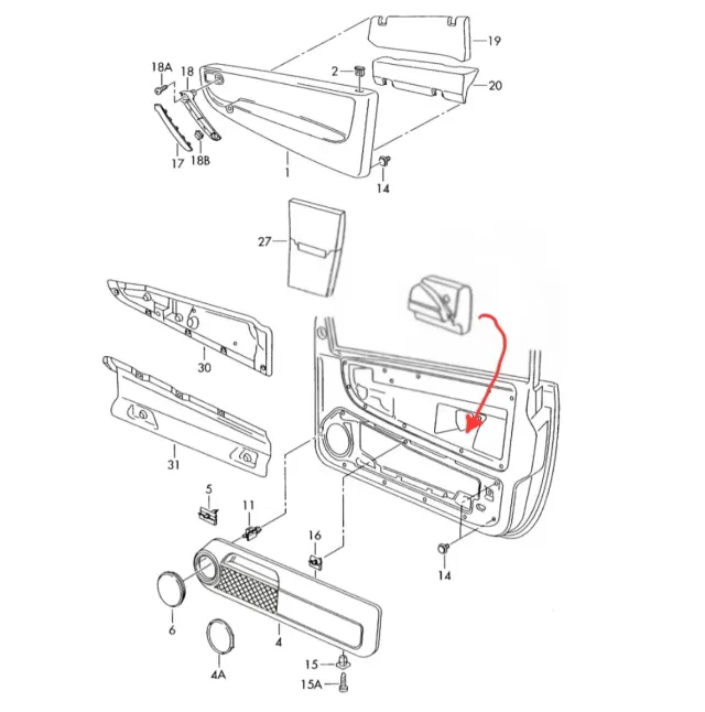 Aislante puerta del.derecha VW Lupo / Arosa