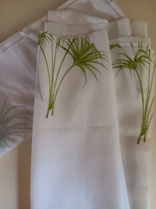 Set 2 Teli bianchi con palme verdi per tende corte