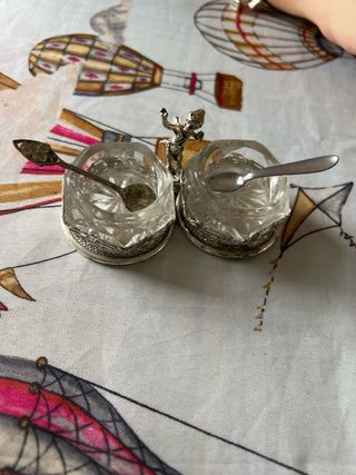 Saliera vintage vetro metallo