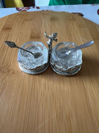 Saliera vintage vetro metallo