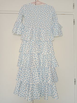 Traje flamenca lunares azul blanco