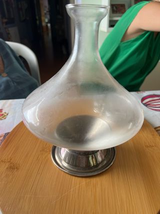 Decanter Vino Vetro Satinato Base Metallo
