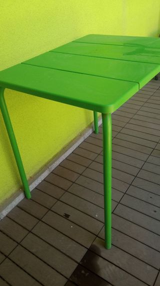 Mesa jardín verde metal plástico