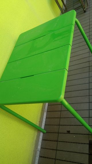 Mesa jardín verde metal plástico