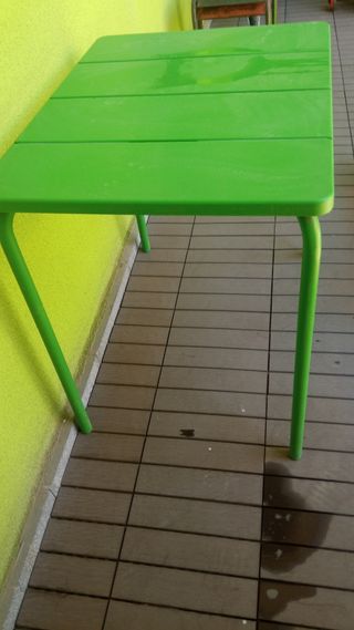 Mesa jardín verde metal plástico