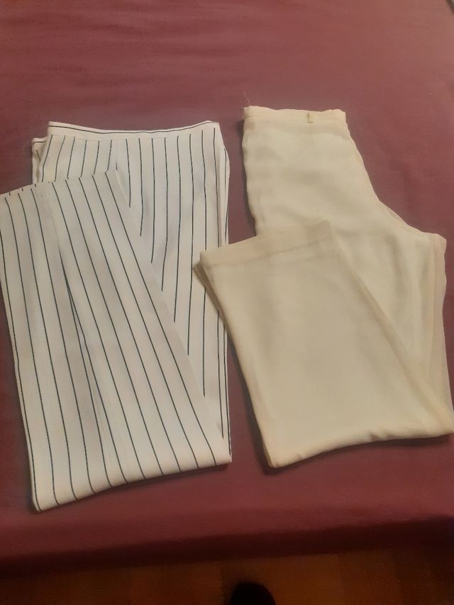 2 Pantalones vestir mujer: Rayas & Liso 5 e cada u