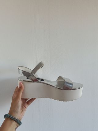 Sandalias Plataforma Plata