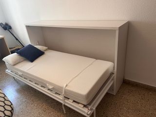 Cama plegable blanca - Mueble cama - Colchón 90cm