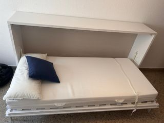 Cama plegable blanca - Mueble cama - Colchón 90cm