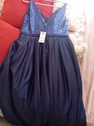Vestido azul lentejuelas boda