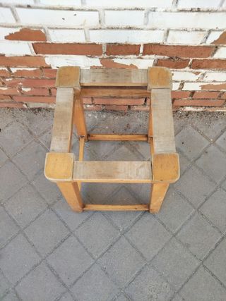 Banqueta taburete antiguo madera maciza vintage