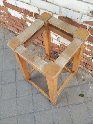 Banqueta taburete antiguo madera maciza vintage