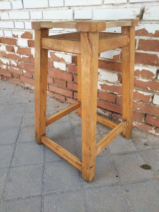 Banqueta taburete antiguo madera maciza vintage
