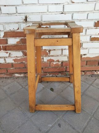 Banqueta taburete antiguo madera maciza vintage