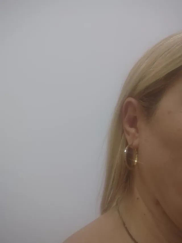 Pendientes aro grandes disco con baño de oro 18 kt