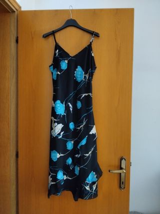 Vestito lungo estivo nero e turchese