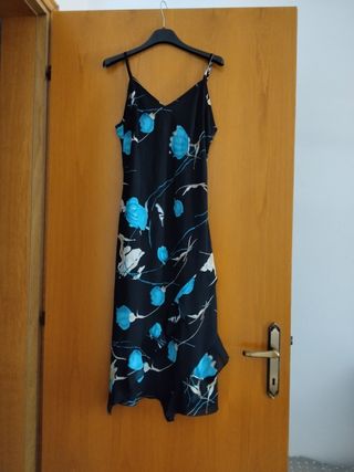 Vestito lungo estivo nero e turchese