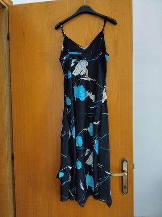 Vestito lungo estivo nero e turchese