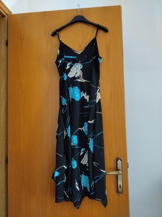 Vestito lungo estivo nero e turchese