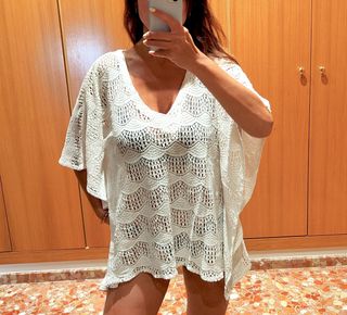 Blusa/Caftán blanco playa - Talla única