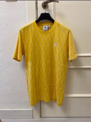 Camiseta de manga corta Adidas amarilla y blanco