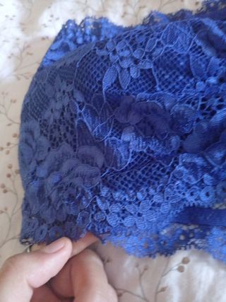 Tops encaje sin tirantes - Azul y Blanco