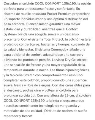 Colchón FLEX Cool Confort 135x190.